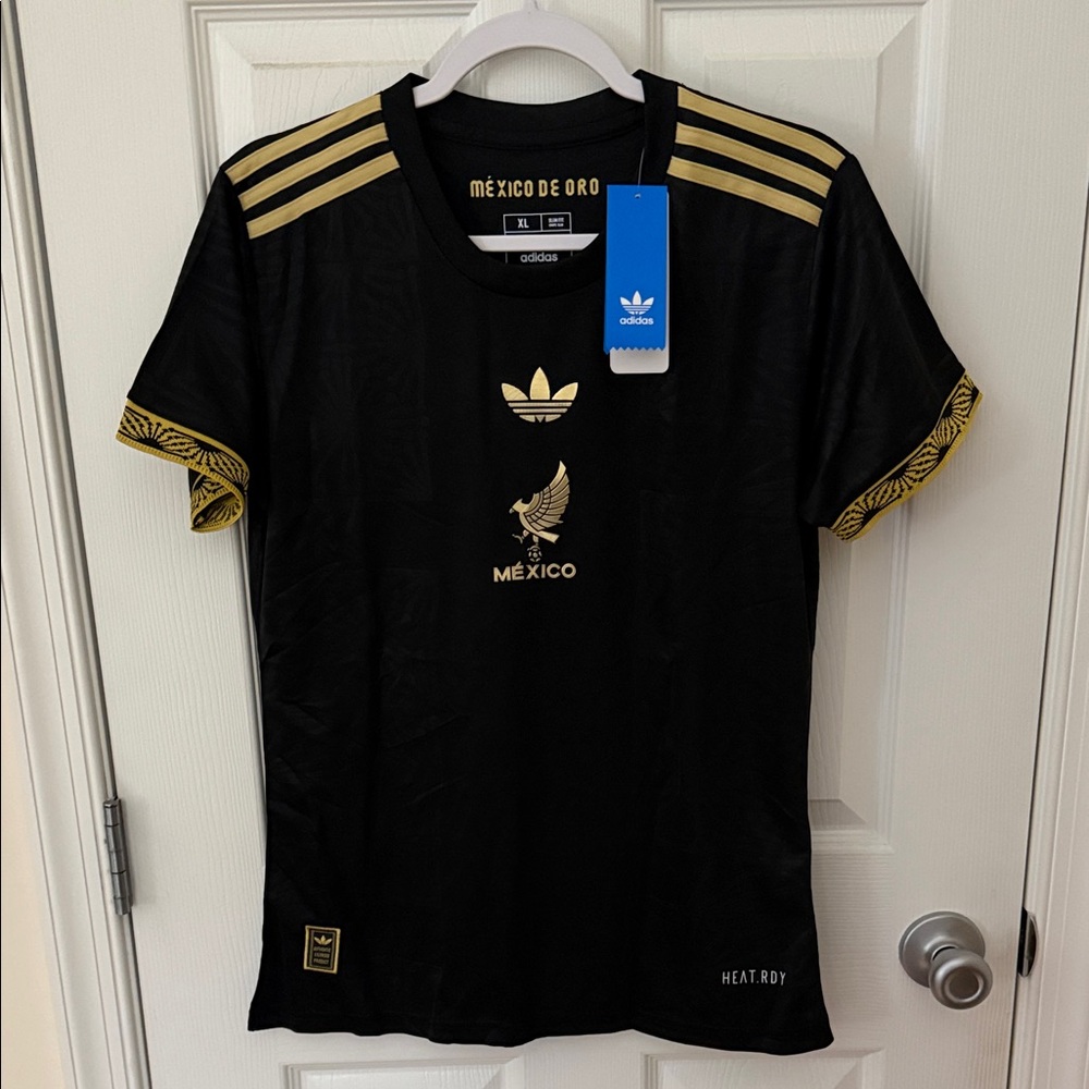 Adidas Black and Gold Mexico Women's Jersey